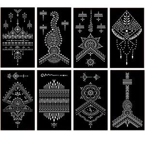 8 Henna Tattoo Stencils Reusable for Women and Girls,Indian Arabian Tempora